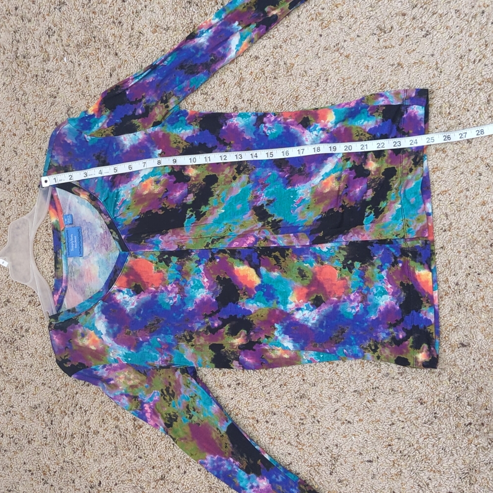 Vera Wang long sleeve tie dye multicolor top medium - Picture 5 of 7